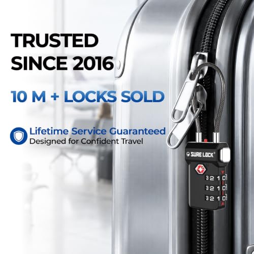 Image of SURE LOCK TSA Compatible Travel Luggage Locks, Inspection Indicator, Easy Read Dials (ALL COLORS)