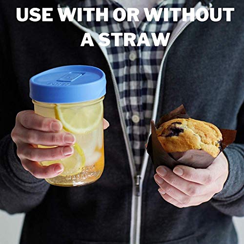 Ilids Mason Jar Drink Lid, Wide Mouth, Aqua Blue, Pack Of 2 #TOP4