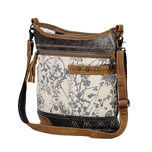 Myra Bag Milestone Shoulder Bag Upcycled Canvas, Rug, Leather & Cowhide S-26382