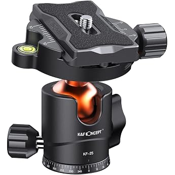 K&amp;F CONCEPT Ball Head Tripod Head with 1/4 Inch Plate and Spirit Level | 8 kg load capacity for tripod, monopod, camera slide