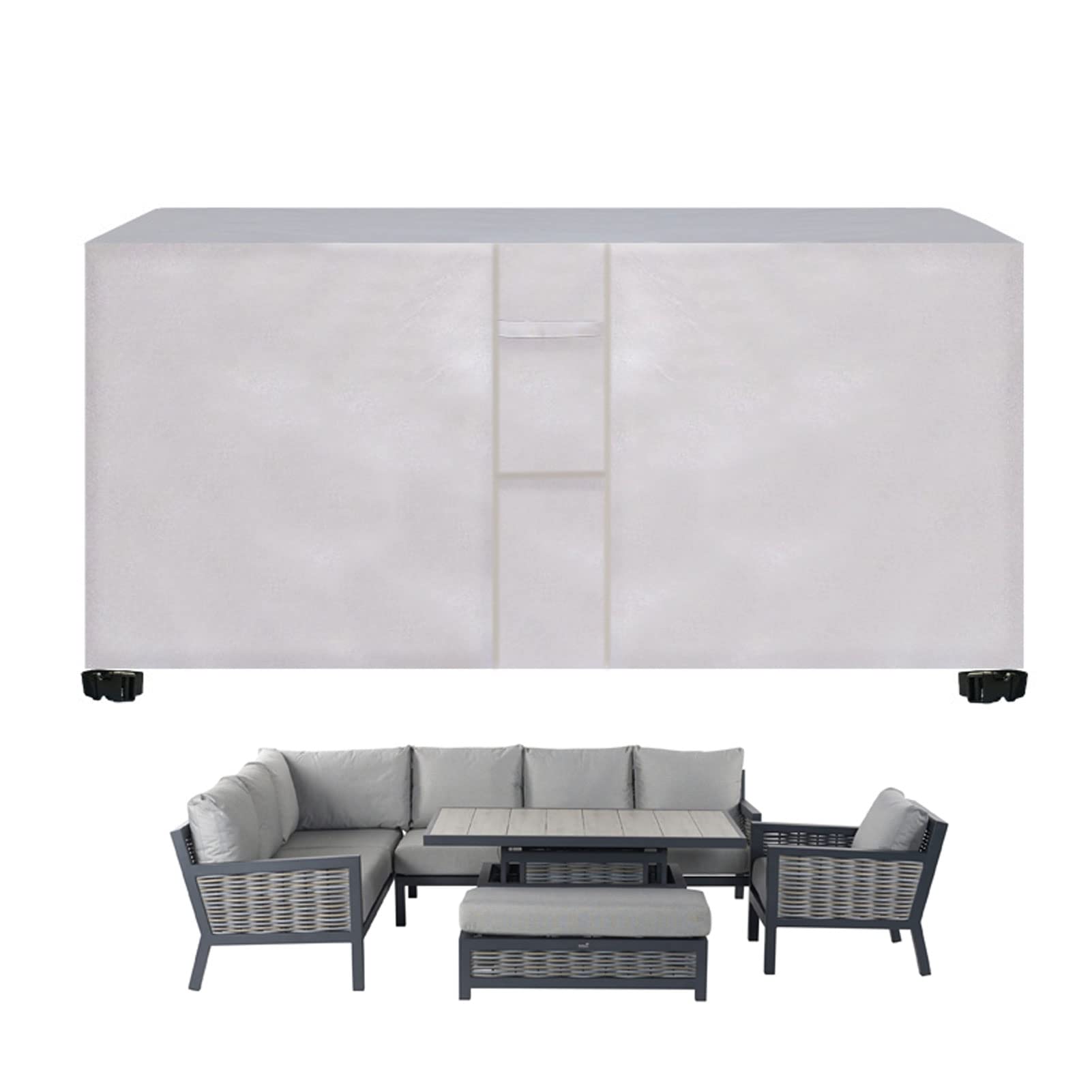 Coperture per Mobili da Giardino Impermeabili 200x200x85cm, Coperture Mobili Giardino per Esterno, Rettangolare Copertura per Tavolo E Sedie da Giardino con Sfiato d'Aria