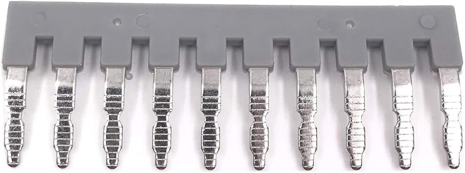 Erayco 10Pcs EB10-6 DIN Rail Terminal Block Press-Fit Jumper, Insert-Pull Bridging Matching UK-2.5B UK5N UDK4 UKK5 External Bridge Copper Jumpers 10 Pole