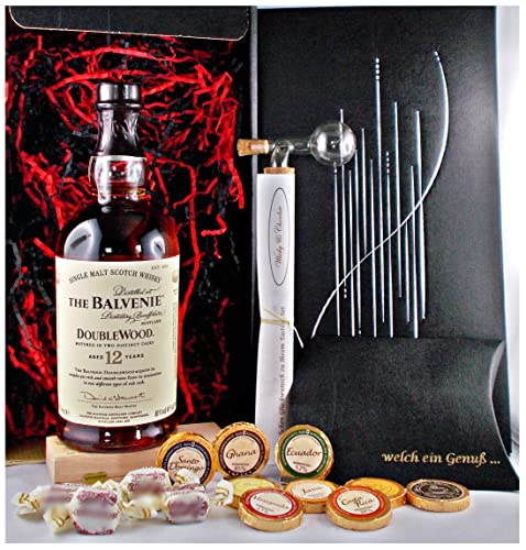 Geschenk Balvenie 12 Jahre Single Malt Whisky +Portionierer + Edelschokolade + Whiskey Fudge