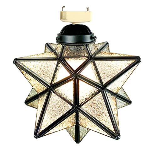 SAITODOU 照明 星形シーリングライト 20cm スター 星 ペンダントライト LED対応 1灯 アンティーク ビンテージ クラシック レトロ ガラス カフェ 階段 玄関 寝室 天井照明 簡単取付 (クリスタル)
