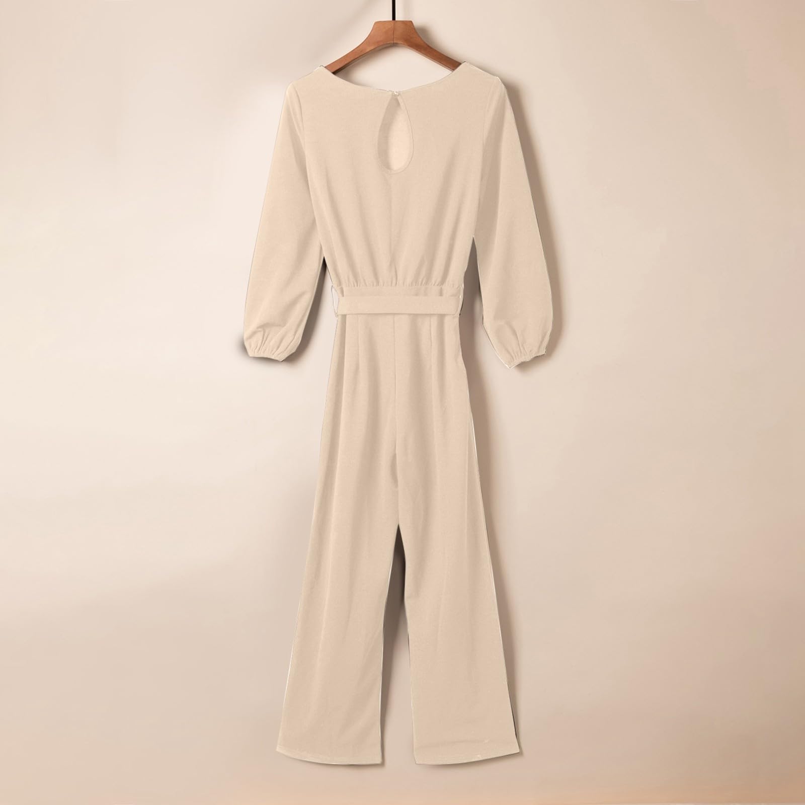 Genérico Monos Mujer Fiesta - Monos Mujer Casual - Mono Sencillo De Color Liso para Mujer Manga Larga Cintura Ceñida Pierna Ancha Mono Informal