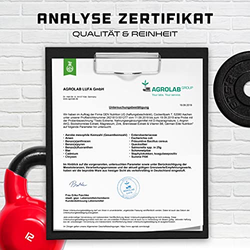 Foto von Testo Extreme - 180 Kapseln - Hochdosierter Komplex mit D-Asparaginsäure + L-Arginin + Bockshornklee + Zink + Magnesium + Vitamin B6 - Laborgeprüft - Vegan