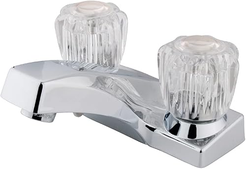 Miniatura 1 de Kingston Brass KB101LP Columbia - Grifo central con mango acrílico doble de 3.9in sin pop-up, 3-38 pulgadas, cromo pulido