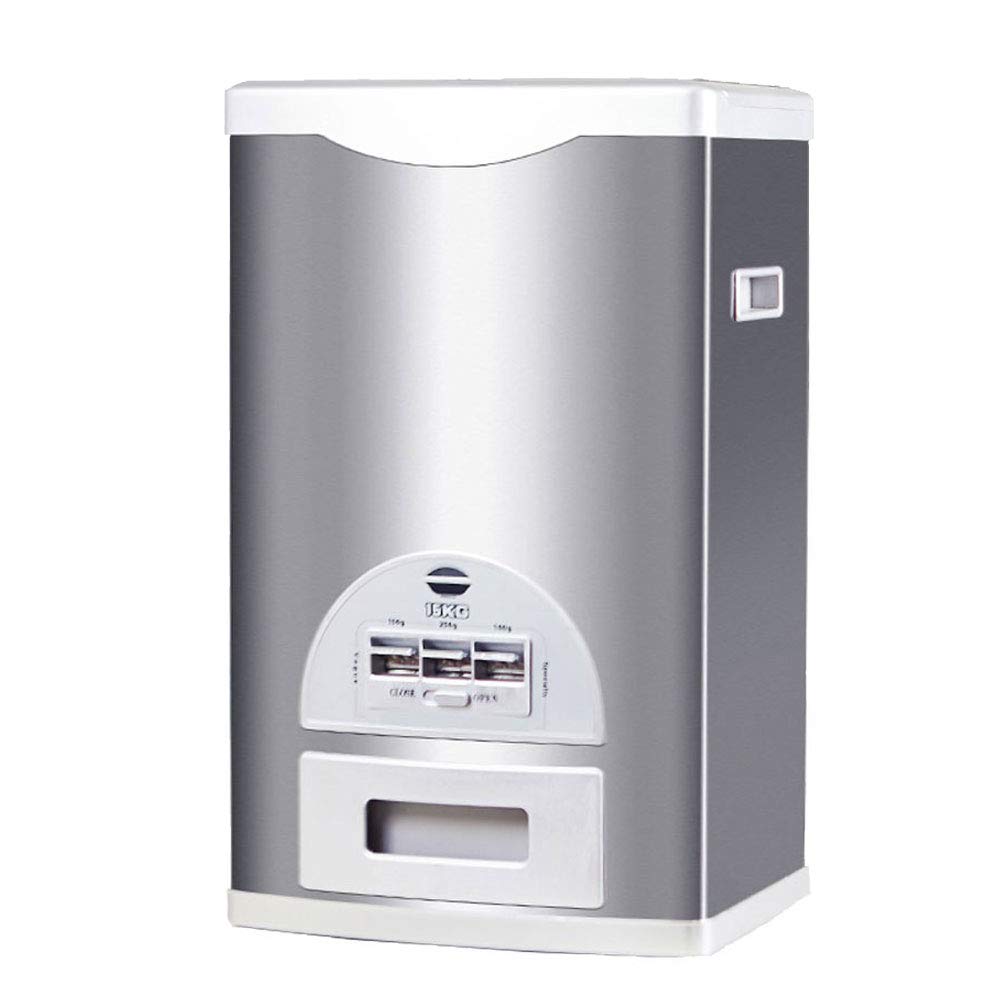 Lxyysg Grey Cereal Container, Stainless Steel Rice Dispenser, Food Storage Container For Beans And Rice Or Cereals, Moisture-Proof Rice Storage Bin For Keep Food Fresh, Automatic Metering-15Kg