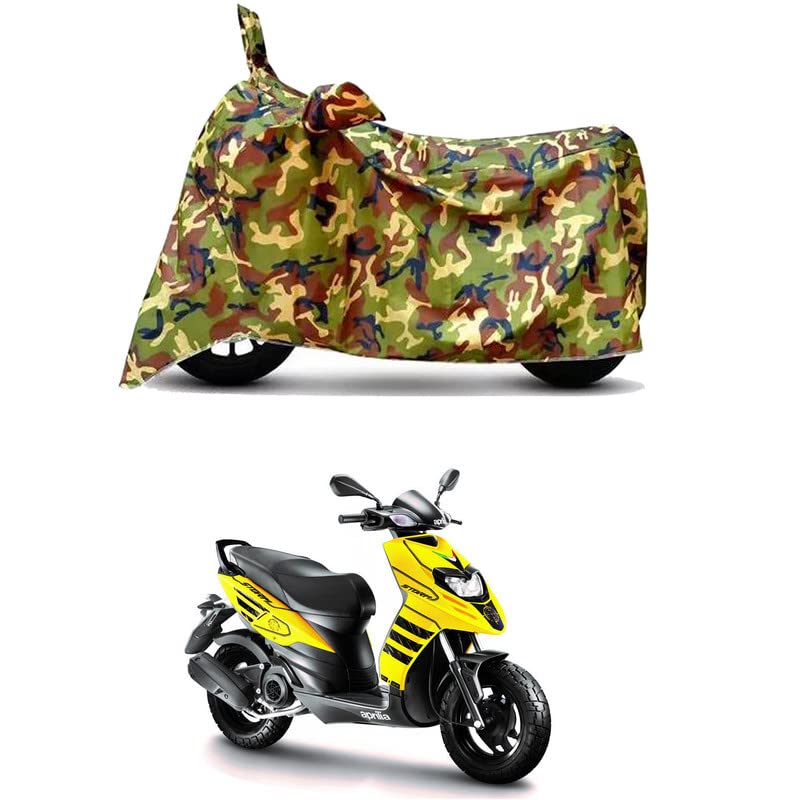 Image of Waterproof 100% PVC Coated Full Bike Scooty Two Wheeler Body Cover Compatible for Aprilia Storm 125 /UV-Rays /Heat Protection /Birds Dropping /Scratchproof /Dust Proof [6X6 Jungle Print]