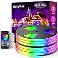 USTELLAR 65.6ft (2 Rolls of 32.8ft) LED Rope Lights Waterproof IP65 640 LEDs, 360lm Bright Color Changing Strip Light Plug-in 24V, App/RF Control Dimmable Music Sync Light Not Cuttable, Not Extendable