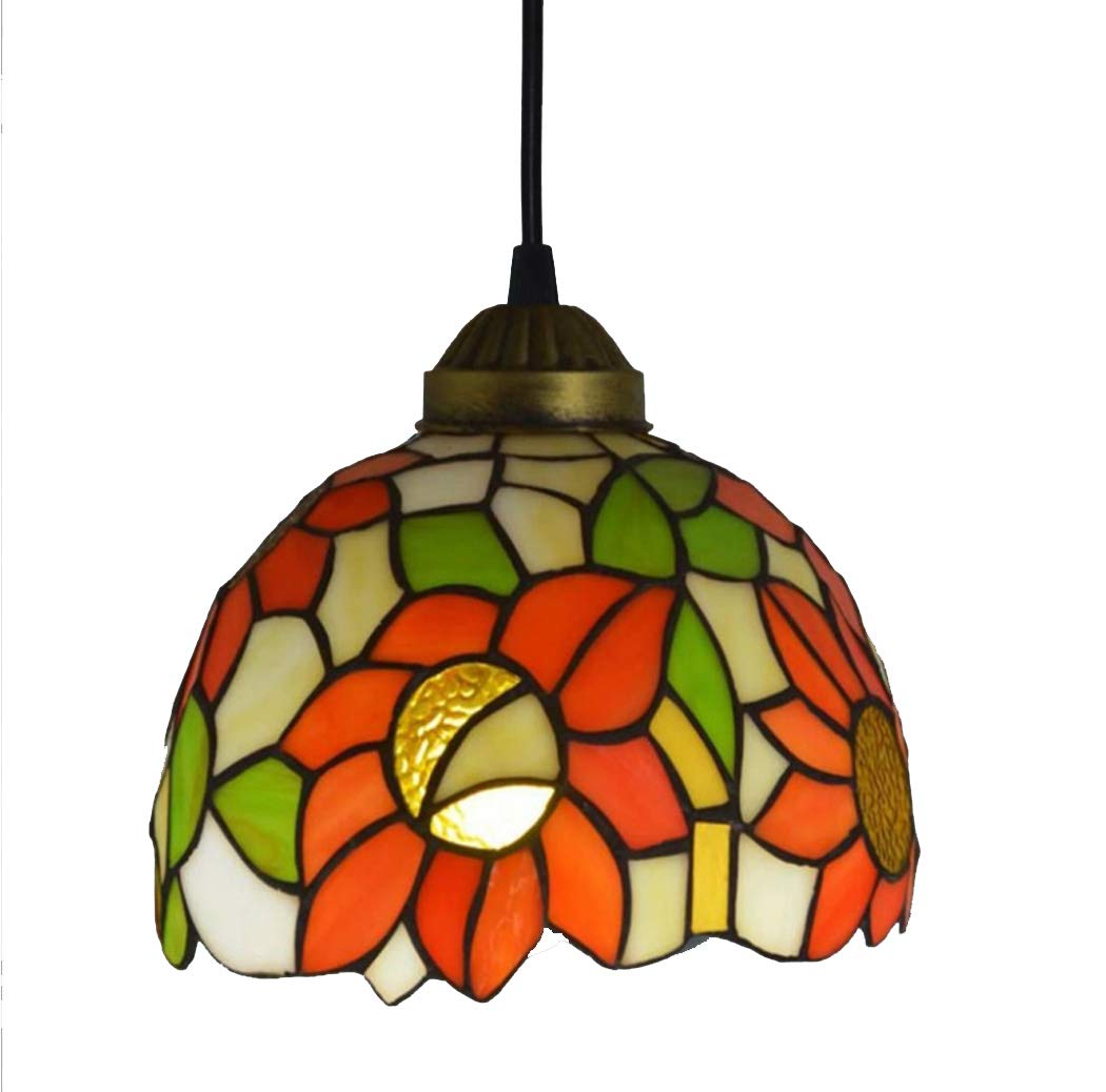 Lámpara Colgante de Techo con diseño de Girasoles en vitrales, Estilo lámpara de Techo Colgante para Comedor, Restaurante, Pasillo, Bar, candelabro Colgante, 110-, E27, 8 Pulgadas, grifos do