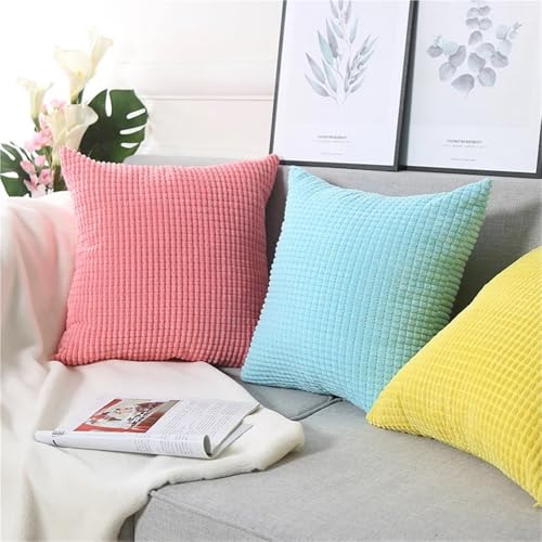 Coussin Velours Côtelé Jaune 60x60 Housse Coussin Canapé Lit