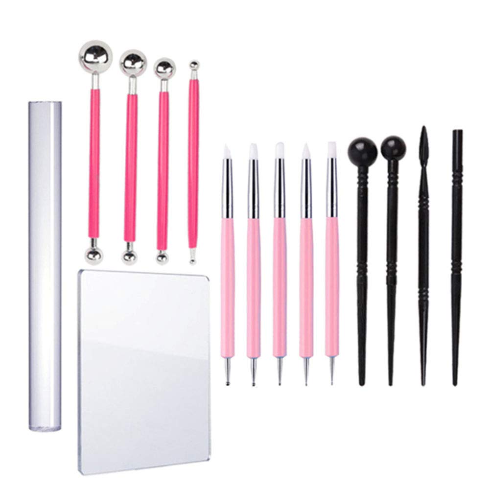 Modeling Clay Tools Set,15 Pcs Clay Sculpting Tool Clay Rubber Clay Modelling Ball Stylus Plastic Pottery for Rock Painting Modeling Embossing (Pink)