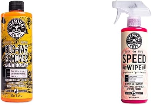Chemical Guys CWS_104_16QDSW - Jabón concentrado para lavado de auto y detallador rápido, 16 onzas + brillo rociable rápido y detallador, 16 onzas