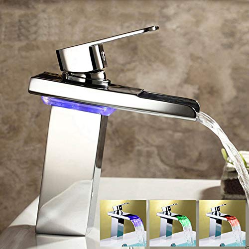 Ayhuir Lavabo Grifo Cascada Grifo De Ducha Cascada Lavabo Led Grifo Grifos De Baño Grifo De Lluvia Sensor Grifos