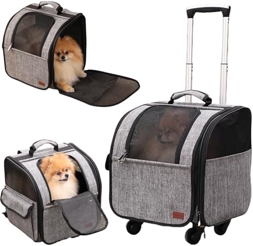 HSC PET Cat Strollers Small Dog Carriers with Wheels Softsides So...