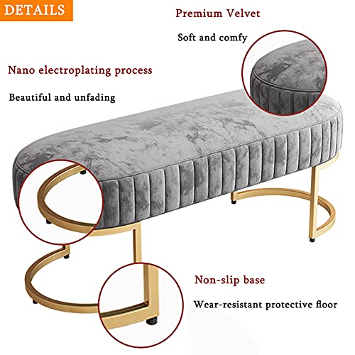 Banc moderne en velours doré bleu pour optimiser les petits espaces - 6
