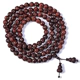 Zen Dear Unisex Natural African Blood Red Sandalwood Prayer Beads Tibetan Buddhism Mala Bracelet Necklace