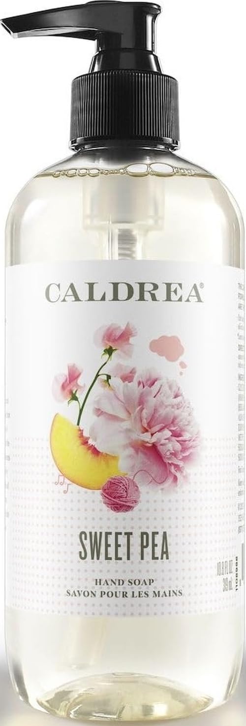Caldrea Hand Wash Soap, Aloe Vera Gel, Olive Oil and Essential Oils to Cleanse and Condition, Sweet Pea Scent, 10.8 oz (Packaging May Vary)
