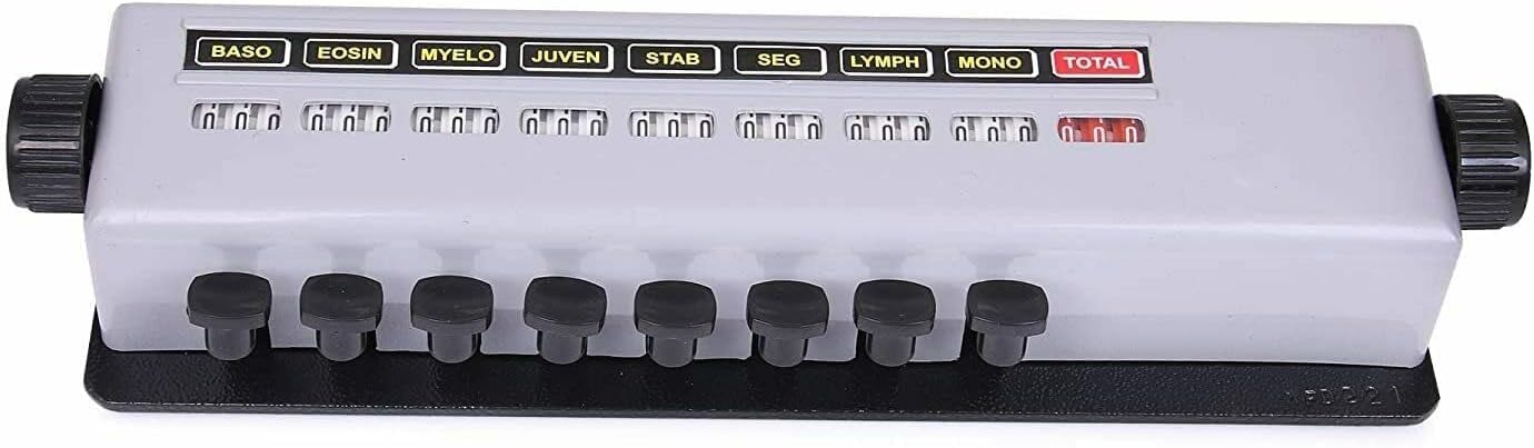 Contador de células sanguíneas, 8 teclas de uso para todos los microscopios (gris)