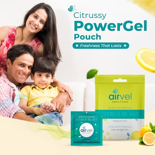 Image of Airvel Citrus Blast Fragrance Pouch 6 Pcs (10g each) | Bathroom Freshener | Toilet Freshener | Air Freshener for Bathroom and Toilet | Non-Toxic, Safe | Long-Lasting Freshness Up to 30 Days