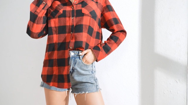 Alex Vando Women's Flannel Shirt - Regular Fit Long Sleeve Button Down Shirt Jacket