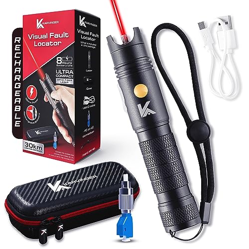 Karvinger - Medidor láser de fibra óptica recargable de 30 mw de fibra óptica con batería de 30 mw - Pluma localizador visual de defectos