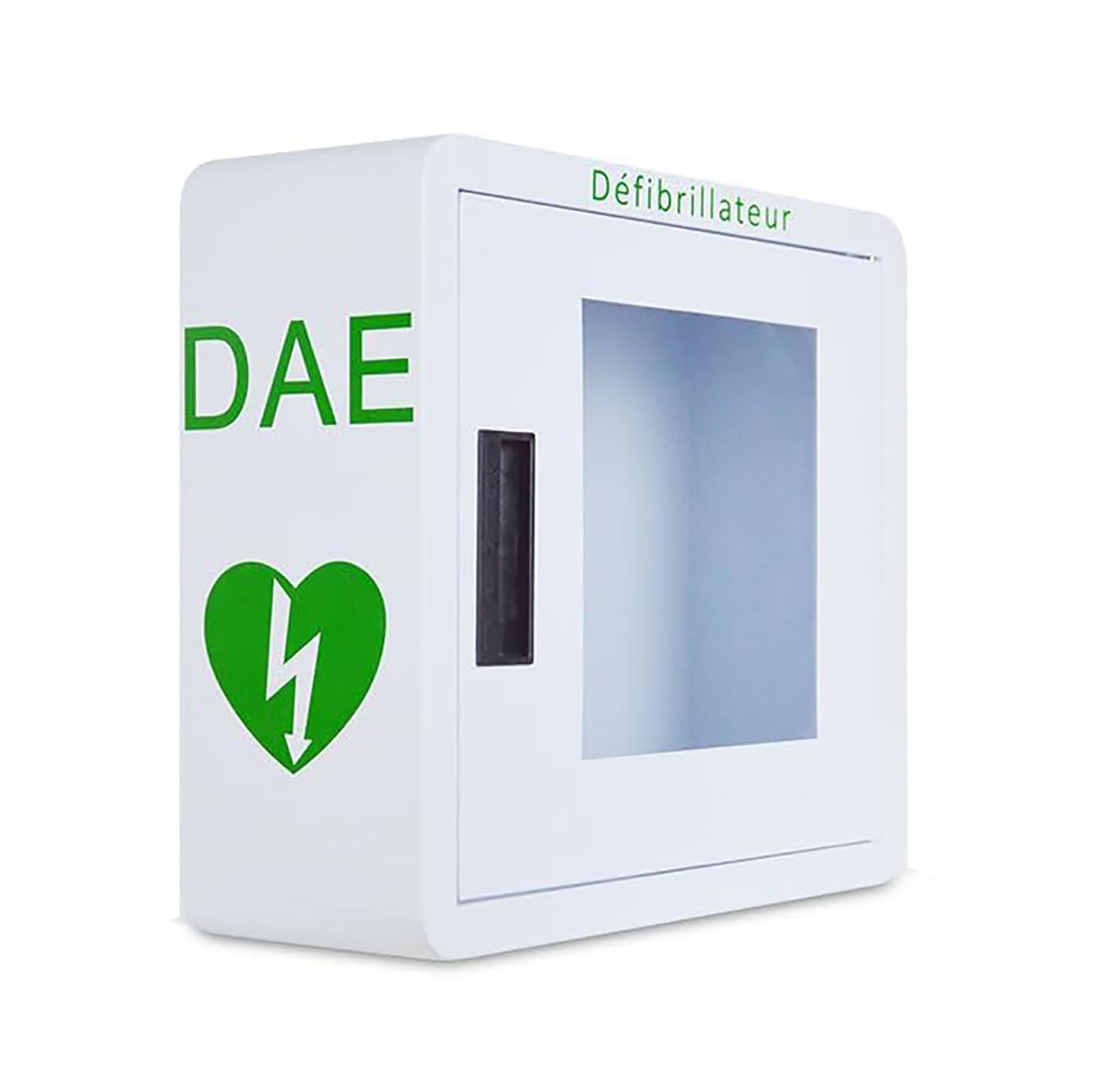 Gabinete de almacenamiento para desfibrilador DEA, caja de alarma de desfibrilación cardíaca con sistema de alarma, diseño de esquinas redondeadas, se adapta a la mayoría de los modelos DEA, para