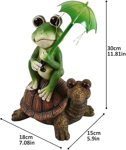 Miniatura 5 de KUYYFDS Adornos de jardín de hadas al aire libre, decoraciones de jardín, adornos de jardín, estatua de rana, luz solar, estatua de tortuga sentada