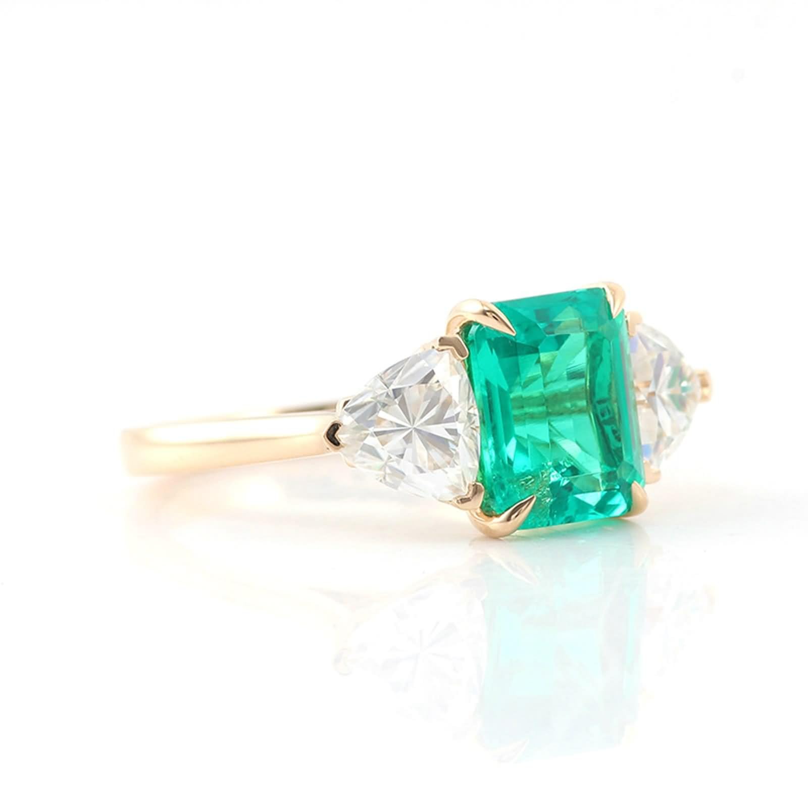 Anillo vintage, anillos para mujer con 1/2/3 quilates cuadrado de moissanita, oro amarillo, regalo de cumpleaños para mujer
