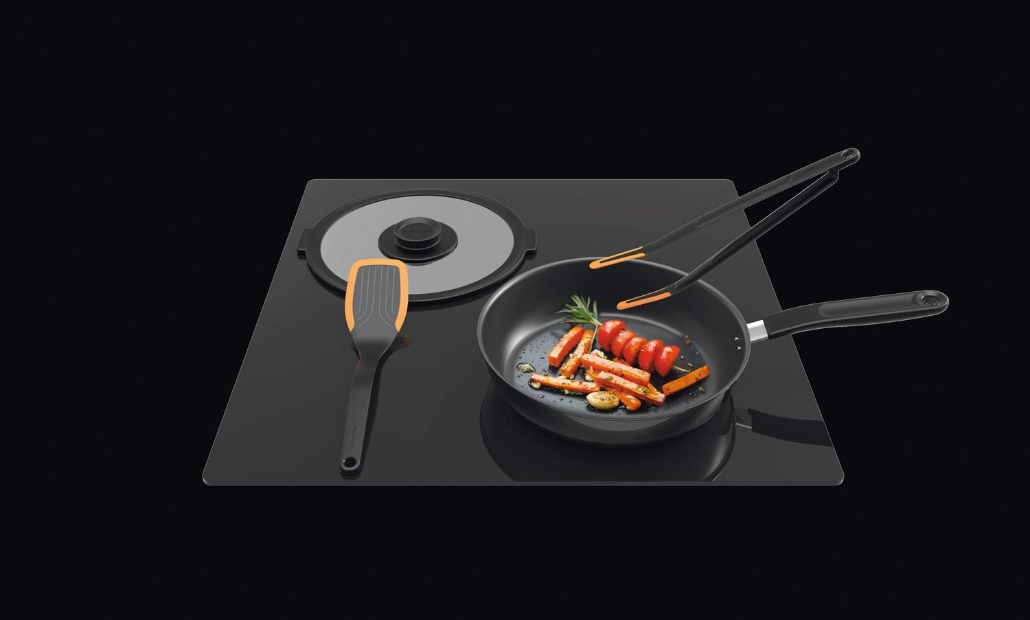 Fiskars sauté pan with lid, 26 cm / 3.2 L, Coated pan, Suitable for All hobs, Recycled Stainless Steel, All Steel, Silver, 1064746