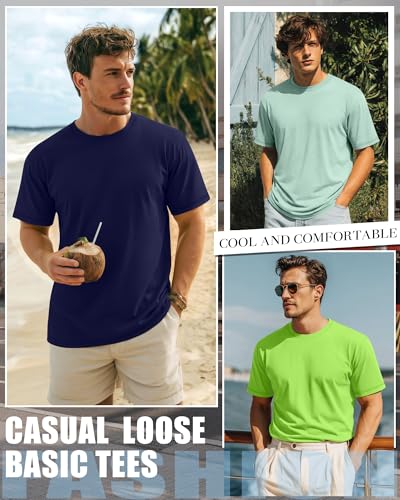 Image of Neer 3 Pack Big and Tall T-Shirts for Men L-7xl Tops | Large Casual Stretch Workout Tees, Short Sleeve Crewneck Oversized Shirts, Classic Summer Outfits, Comfy Basic Loose Clothes