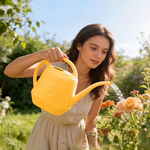 Image of Hand Plant Watering Can - Orange- 1 /2 Gallon