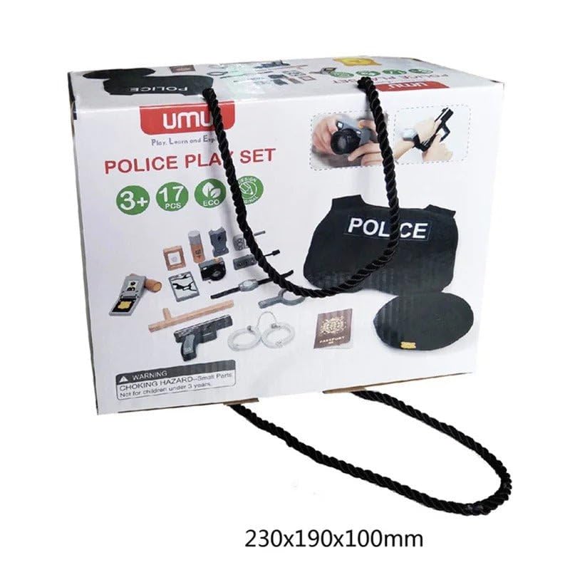 Image of Police Role Play Set - Wooden Simulation Toys for Boys, Costume Cosplay, Interactive Play, Educational Pretend Play, Fun Police Officer Dress-Up Set for Kids, Toddlers, Boys