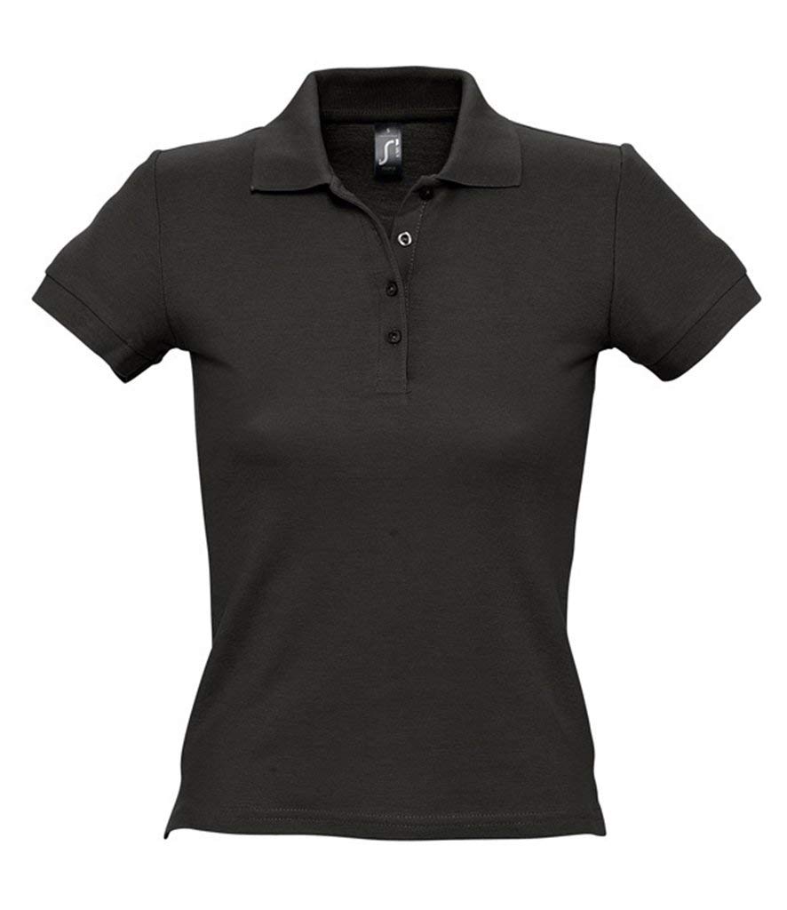 SOL'S Womens People Cotton Pique Polo Shirt Black XL