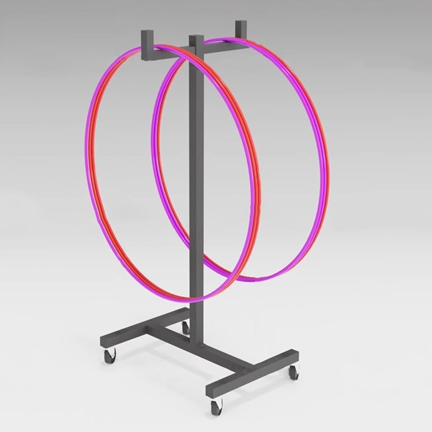 WDJBPSH Metal Black Organizer Holder for Hula Hoop/Jump Rope, Fitness Club Hula Hoop Stand, Living Room Playroom Corner Exercise Hoop Storage Cart