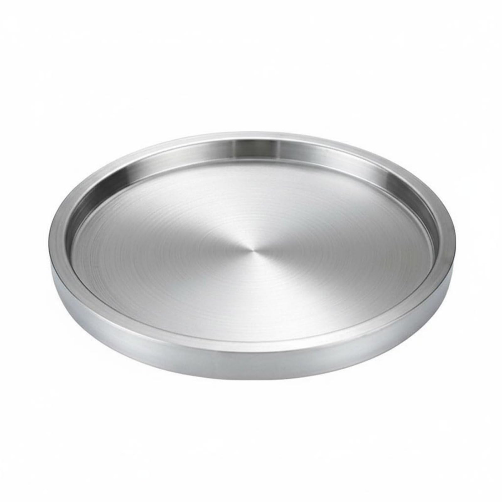 Edelstahl Serviertablett Tablett Speiseplatte Bratplatte Teller Edelstahl Kratzfest Edle Optik für Hochzeiten Familienfeste Geschäftsessen Buffet, Silber, 38CM