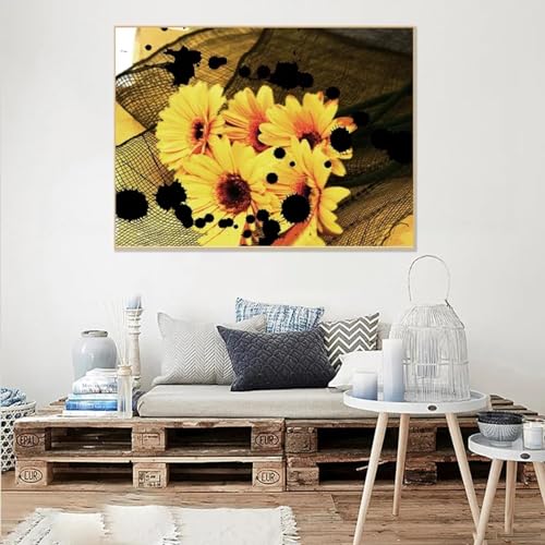 Plante peinture décorative fleurs jaunes et roses impression géante sans cadre - 2