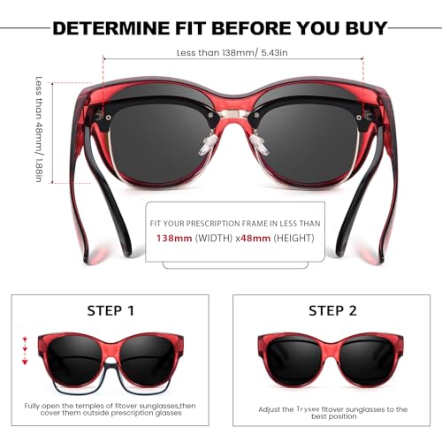 Image of Trysee Polarized Fit Over Sunglasses for Women, Trendy Oversized Wear Over Glasses Shades UV400 Protection TS5779