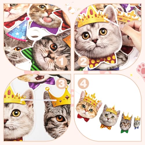 Image of Cat Birthday Banner Cat Birthday Decorations Cats Faces Garland Funny Birthdays Decor for Cats Themed Party Decorations Backdrop Baby Shower