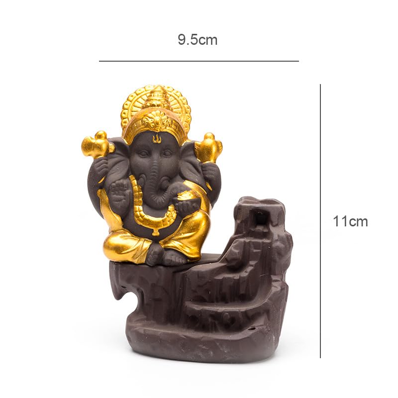Porta Incienso Zisha Ganesha Mammon incensario reflujo y Palo Quemador de Incienso Budas decoración Estatua Adornos de cerámica Quemador De Incienso De Reflujo(A)