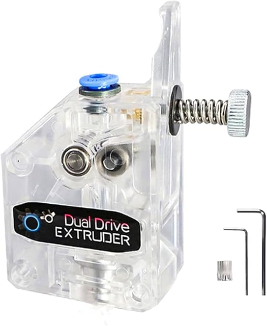 3Dman Bowden Dual Drive Extruder Universal Geared Extruder for Ender 3 V2/Pro, Ender 3 Series, CR10 Series, Mega S, Tevo Tornado, Wanhao D9, Anet A8 E10, Prusa I3 and DIY 3D Printer - Transparent