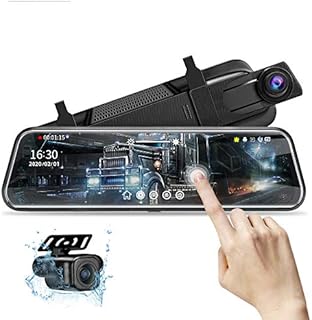 10'' Mirror Dash Cam Night Vision 1080P FHD Full Touch Screen Front and Rear View Backup Camera for Cars Loop Recording Streaming Media 170°Wide Angle Parking Assistance with 10 Meters Cable