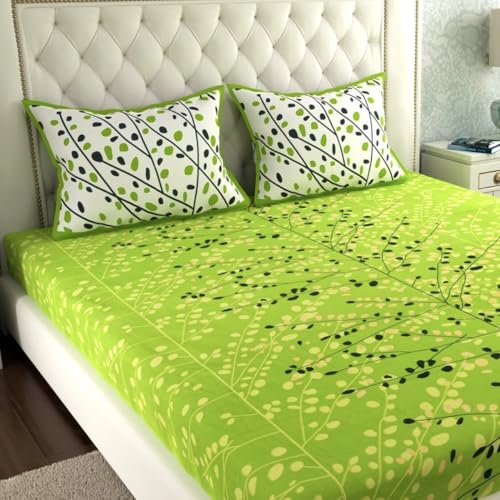 Image of UNIBLISS 100% Cotton Rajasthani Jaipuri Traditional Floral King Size Double Bed Bedsheet with 2 Pillow Covers - (Multicolor Bedsheets007)
