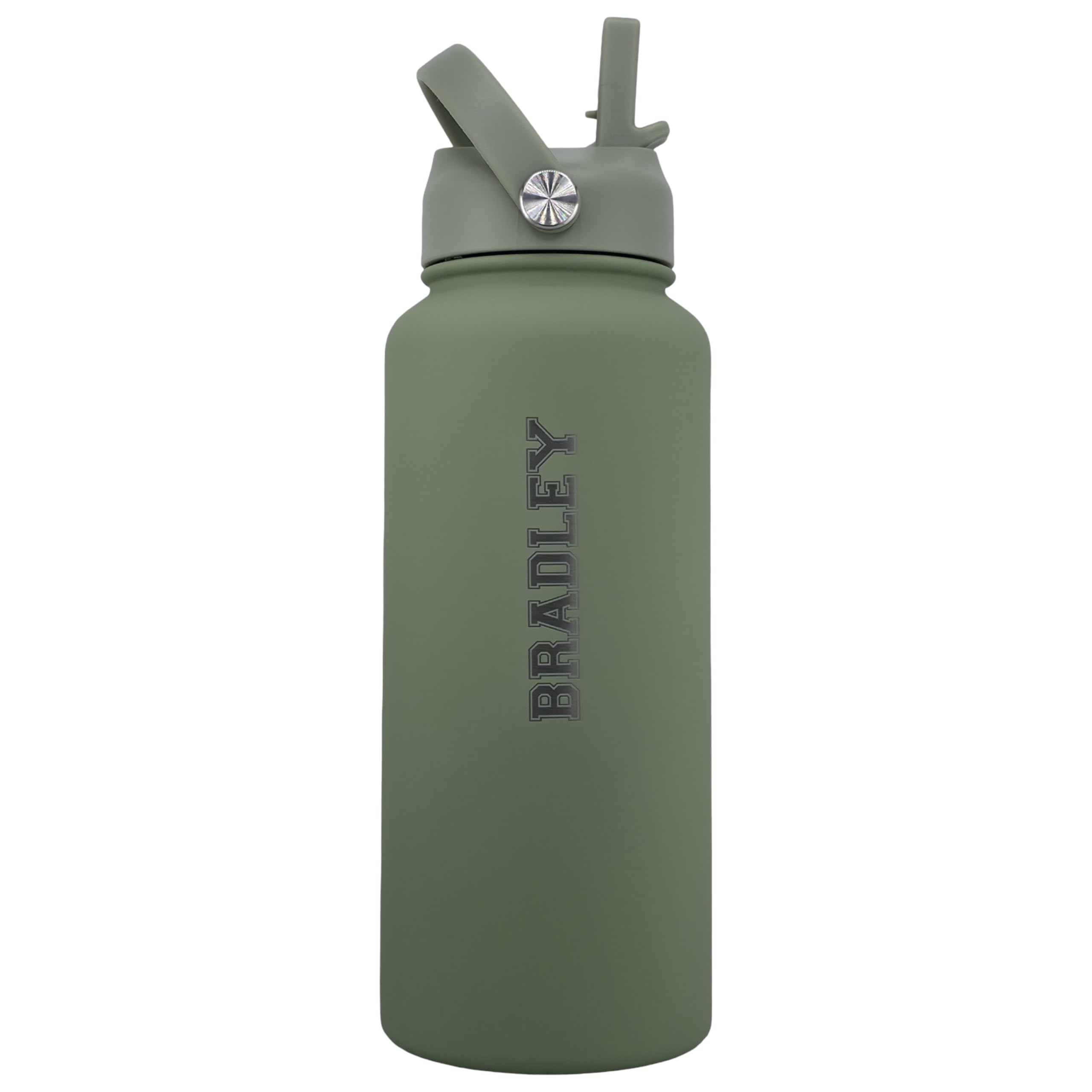 Personalised Water Bottle 1 Litre | Double Walled Vacuum Sealed | BPA Free | 12 Hours Hot/24 Hours Cold | Reusable Leakproof | Office, Gym, Hiking, Kitchen (Khaki Green)