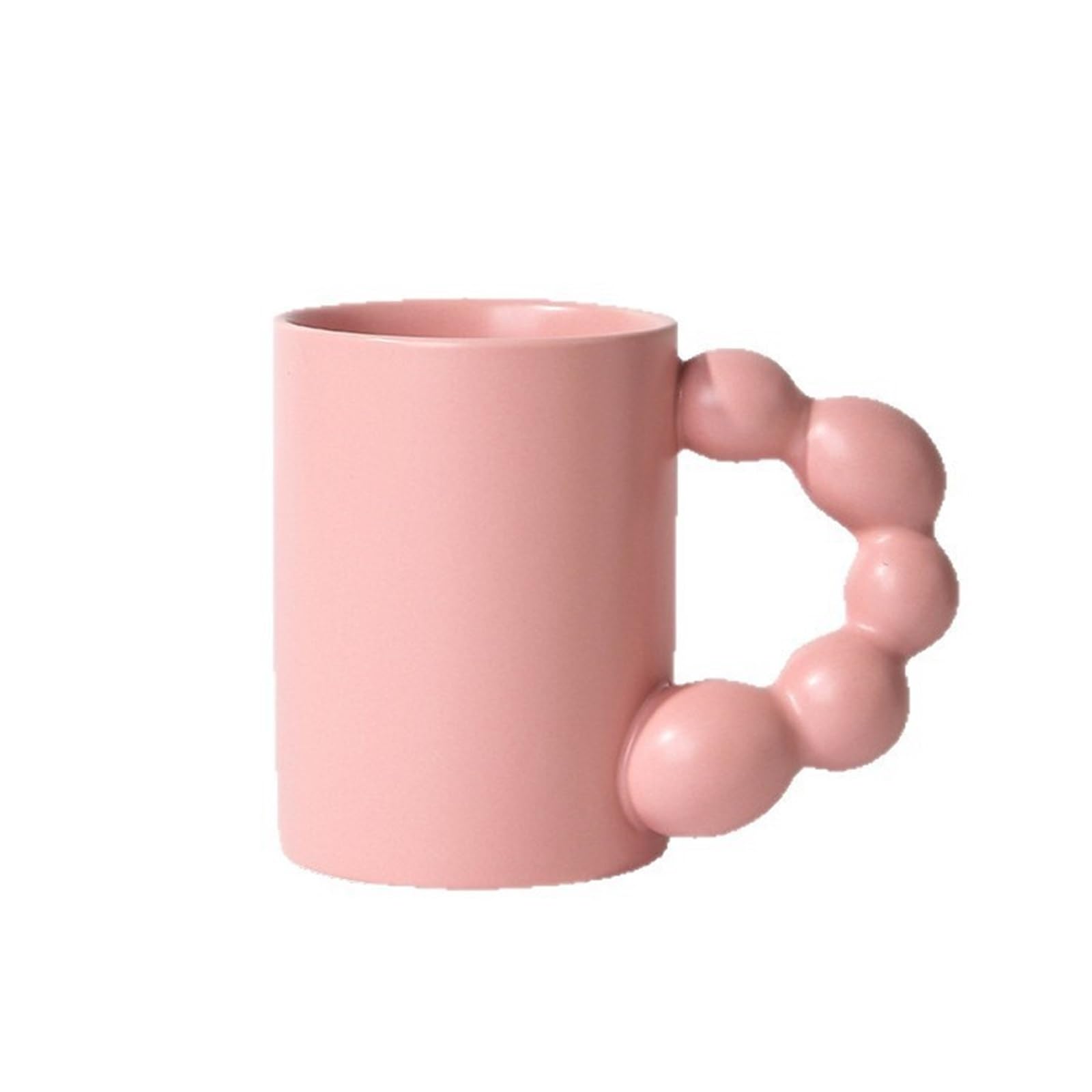 HLHLOP777 Coffee Mugs Mug Large Capacity Beaded Handle Solid Color Straight Body Simple Ceramic Coffee Coffee Cup(Pink)