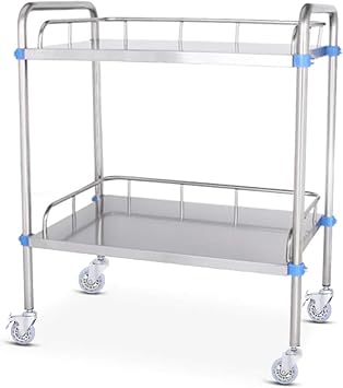 Stainless Steel Medical Trolley, 2/3-layer Laboratory Medical Equipment Trolley Mobile Emergency Vehicle Dressing Trolley Detachable Service Trolley