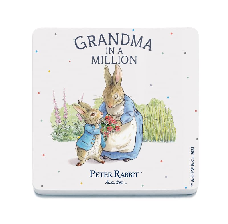 Decorative Coaster (10 x 10 cm) - Beatrix Potter - Peter Rabbit - GRANDMA in a MILLION