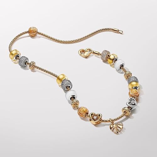 Pandora Moments Goldfarbenes Murano-Glas Mini-Charm aus Sterling Silber, Kompatibel mit Pandora Moments Armbändern, 793353C00