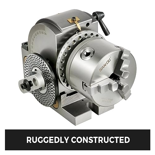 Image of Dividing Head Precision Semi Universal BS0 BS1 4 inch 5 inch 6 inch Indexing Head W /Tailstock & Chuck For Drilling Milling Grinding For Beginnners DIY Use(With 6In 3-Jaw Chuck)